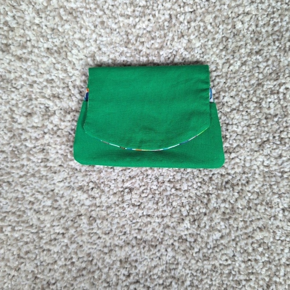 Pocket Wallet Small Green Paint Strokes‎ Credit Card Holder Handmade Gift Card